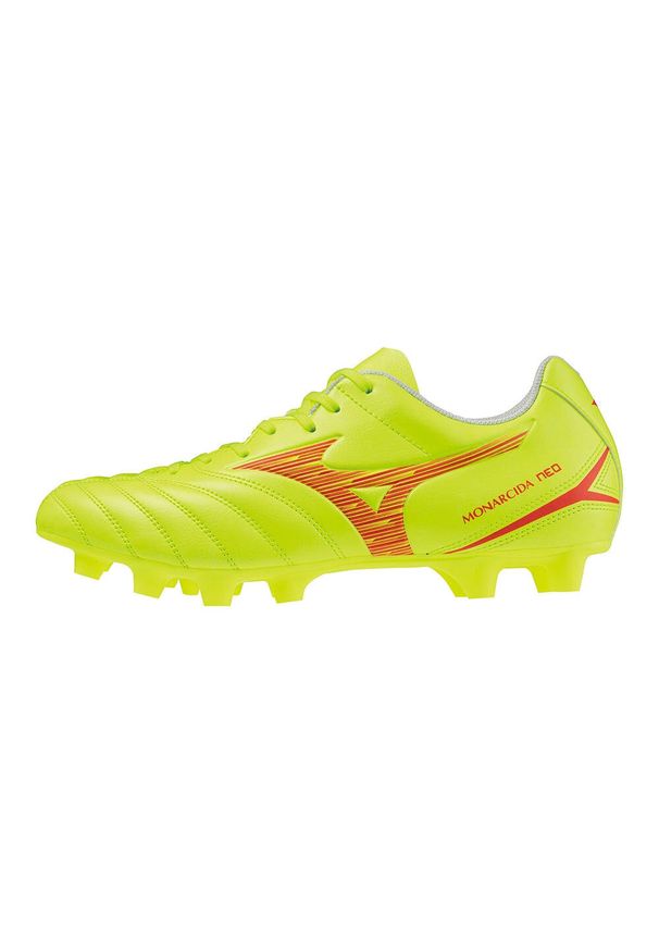 Buty piłkarskie Mizuno Monarcida Neo III Select MD safety yellow/fiery coral 2. Kolor: czerwony, wielokolorowy, żółty. Sport: piłka nożna