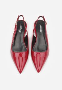 Born2be - Bordowe Lakierowane Płaskie Sandały Baleriny Ozdobione Paskiem Delanisse. Okazja: na co dzień, na spacer. Zapięcie: pasek. Kolor: czerwony. Materiał: lakier. Wzór: aplikacja. Obcas: na obcasie. Styl: casual, elegancki. Wysokość obcasa: niski #3