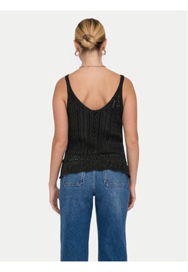 only - ONLY Top Lyzet 15277573 Czarny Regular Fit. Kolor: czarny. Materiał: bawełna