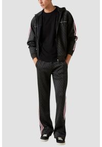 Guess - GUESS Czarne męskie spodnie dresowe z lampasami w monogram Parimo 4G, Rozmiar XXL. Kolor: czarny. Materiał: dresówka #3