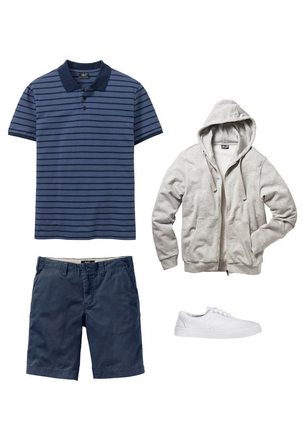 bonprix - Bermudy chinosy, z czystej bawełny, regular fit. Kolor: niebieski. Materiał: bawełna