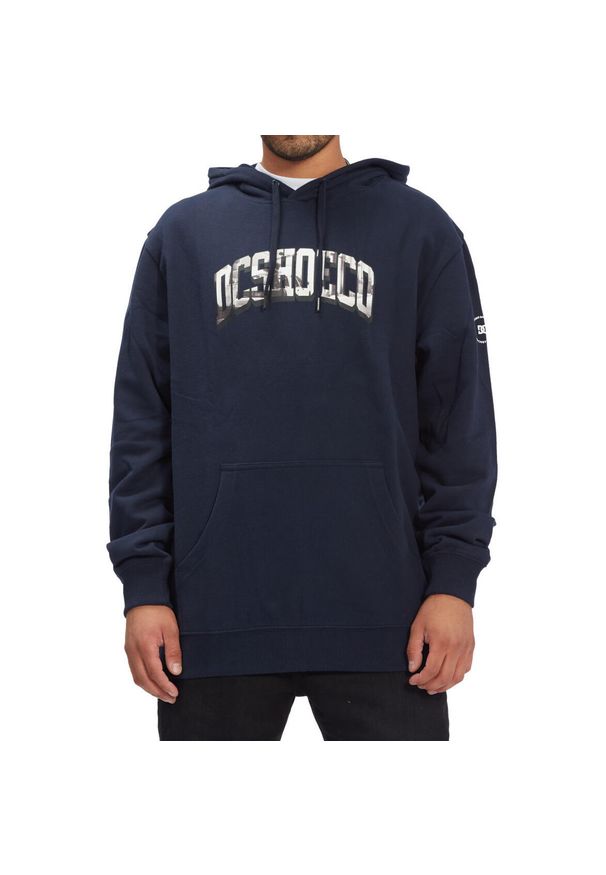 Bluza z kapturem męskie DC Shoes Stacked. Typ kołnierza: kaptur. Kolor: niebieski. Materiał: bawełna, materiał. Sport: skateboard
