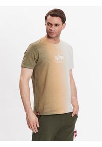 Alpha Industries T-Shirt ML Batik T 136502 Beżowy Regular Fit. Kolor: beżowy. Materiał: bawełna