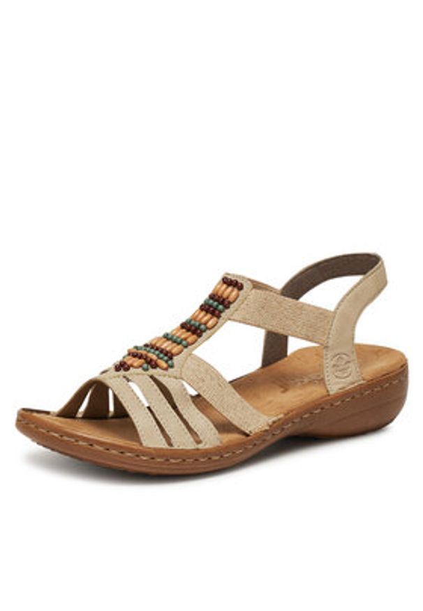 Rieker Sandały 60851-62 Beżowy. Kolor: beżowy. Materiał: materiał, syntetyk