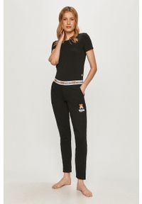 Moschino Underwear - Spodnie. Kolor: czarny. Materiał: bawełna, dzianina, elastan. Wzór: nadruk #2