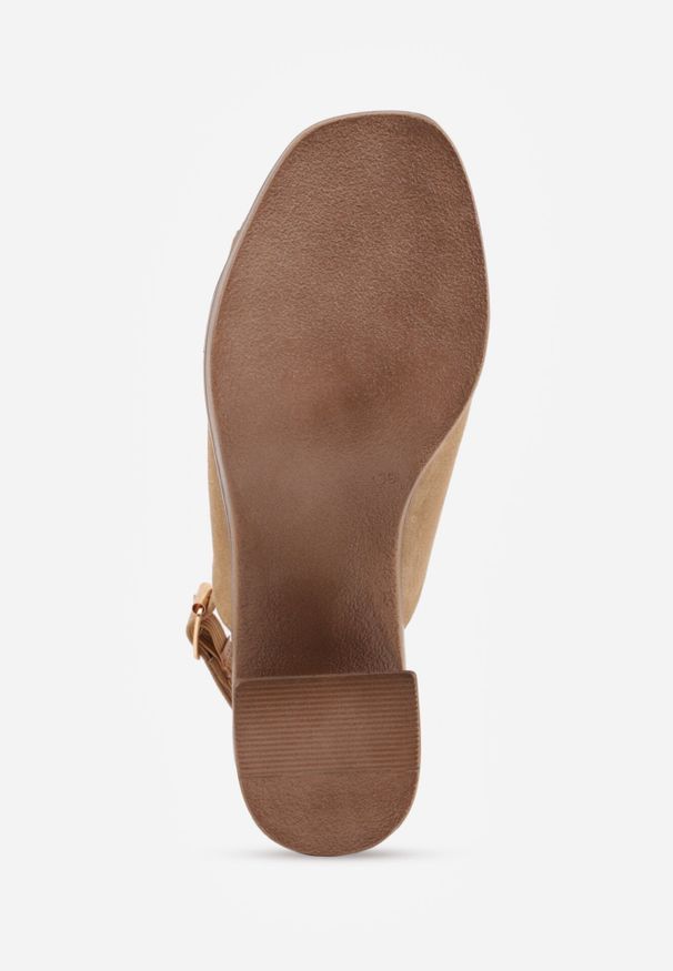 Born2be - Ciemnobeżowe Sandały VICES na Obcasie i Platformie z Imitacji Drewna Ilda. Okazja: na co dzień. Kolor: beżowy. Obcas: na obcasie. Styl: casual, klasyczny, elegancki. Wysokość obcasa: średni