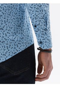 Ombre Clothing - Koszula męska z długim rękawem REGULAR FIT - błękitna K599 - XL. Okazja: na co dzień. Kolor: niebieski. Materiał: elastan, bawełna, poliester. Długość rękawa: długi rękaw. Długość: długie. Styl: casual