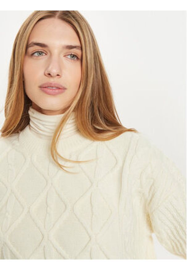 Wrangler Sweter 112356472 Écru Regular Fit. Materiał: bawełna