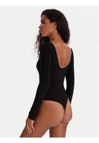 Karl Lagerfeld - KARL LAGERFELD Body A4W47021 Czarny Slim Fit. Typ kołnierza: dekolt w karo. Kolor: czarny. Materiał: wiskoza