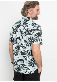 Koszula z krótkim rękawem w hawajski deseń bonprix czarno-biały w paski. Kolor: czarny. Długość rękawa: krótki rękaw. Długość: krótkie. Wzór: paski #3