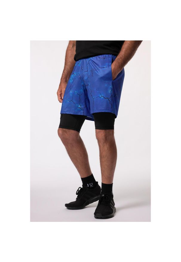 JAY-PI - Męskie Bermudy funkcyjne Iron Anvil fitness szybkoschnące do roz. 7XL. Kolekcja: plus size. Kolor: niebieski. Materiał: elastan, poliester, materiał. Wzór: nadruk. Sport: fitness