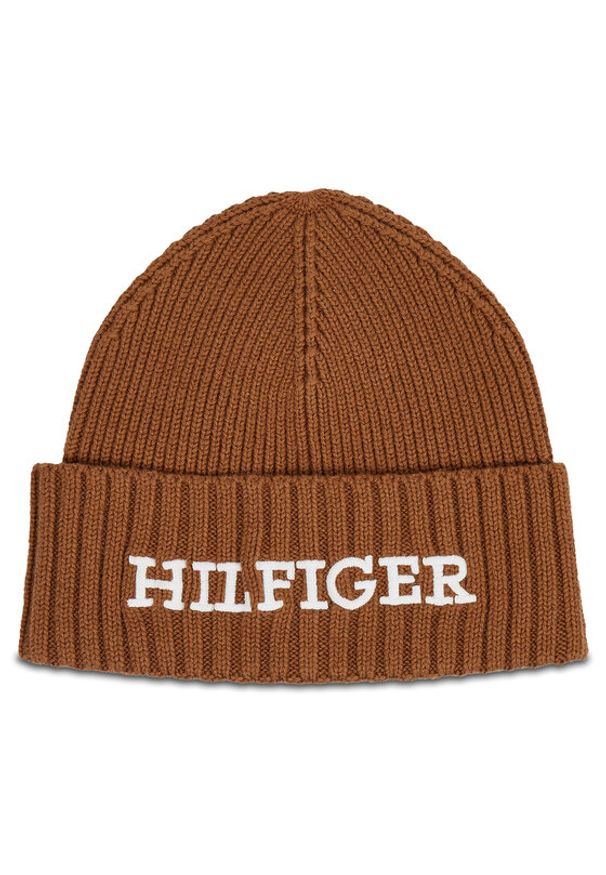 TOMMY HILFIGER - Tommy Hilfiger Czapka Monotype Beanie AM0AM11737 Beżowy. Kolor: beżowy. Materiał: bawełna