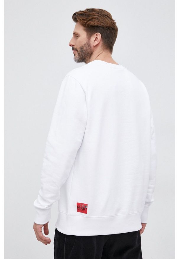 Hugo Bluza bawełniana x Vertere Berlin męska kolor biały z nadrukiem. Okazja: na co dzień. Kolor: biały. Materiał: bawełna. Wzór: nadruk. Styl: casual