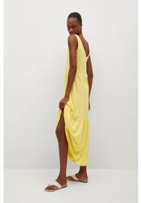 mango - Mango - Sukienka MASITO. Kolor: żółty. Materiał: bawełna, dzianina. Długość rękawa: na ramiączkach. Typ sukienki: rozkloszowane #7