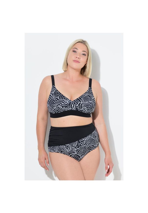 ULLA POPKEN - Damskie Bikini zestaw dwuczęściowy linie miękkie miseczki regulowane ramiączka. Kolekcja: plus size. Kolor: czarny. Materiał: poliester, elastan, poliamid, materiał