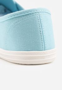 Born2be - Niebieskie Tenisówki na Płaskiej Podeszwie ze Sznurowaniem i Okrągłym Noskiem Ezoma. Wysokość cholewki: przed kostkę. Nosek buta: okrągły. Kolor: niebieski. Wzór: kropki. Obcas: na płaskiej podeszwie #9