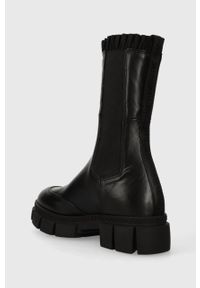 Karl Lagerfeld sztyblety skórzane ARIA damskie kolor czarny na platformie KL43280F. Nosek buta: okrągły. Kolor: czarny. Materiał: skóra. Obcas: na platformie #2