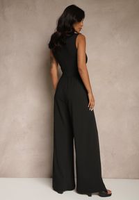 Renee - Czarny Taliowany Kombinezon Wide Leg z Wiskozą Baniselia. Okazja: na co dzień. Kolor: czarny. Materiał: wiskoza. Styl: casual, elegancki #5