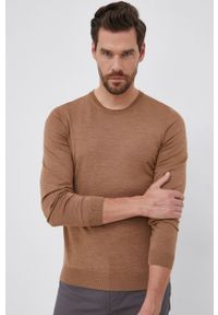 BOSS - Boss - Sweter wełniany. Kolor: brązowy. Materiał: wełna. Długość rękawa: długi rękaw. Długość: długie #1
