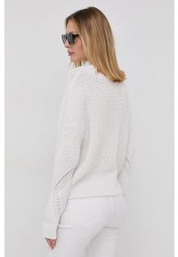 Hugo Sweter bawełniany 50462701 damski kolor biały ciepły z golfem. Typ kołnierza: golf. Kolor: biały. Materiał: bawełna. Długość rękawa: raglanowy rękaw #2