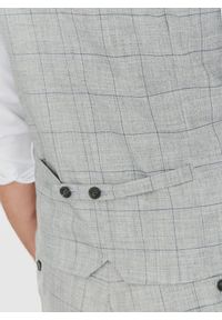 Pako Lorente - PAKO LORENTE – Szara kamizelka męska w granatową kratkę. Kolor: szary, niebieski, wielokolorowy. Materiał: poliester, wiskoza, elastan. Wzór: kratka #9