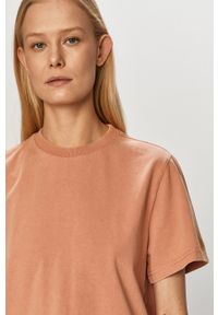 Dr. Denim T-shirt. Kolor: różowy. Materiał: denim. Wzór: gładki #1