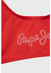 Pepe Jeans dwuczęściowy strój kąpielowy dziecięcy kolor czerwony. Kolor: czerwony. Rodzaj stanika: odpinane ramiączka. Wzór: nadruk #2