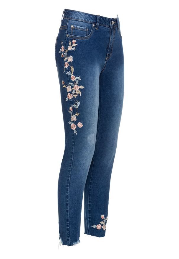 Niebieskie jeansy bonprix z haftami
