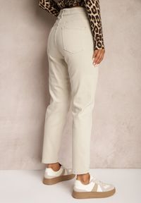 Renee - Beżowe Jeansy Mom Fit High Waist Kasena. Okazja: na co dzień. Stan: podwyższony. Kolor: beżowy. Styl: klasyczny, casual #3