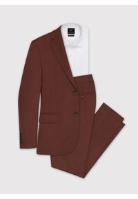Pako Lorente - PAKO LORENTE – Gładkie spodnie garniturowe w kolorze brązowym. Kolor: brązowy. Materiał: poliester, wełna. Wzór: gładki #10
