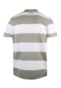Koszulka Polo - Męska - Pako Jeans - Biało-Beżowe Pasy. Okazja: na co dzień. Typ kołnierza: polo. Kolor: wielokolorowy, beżowy, brązowy. Materiał: bawełna. Wzór: paski, prążki. Styl: casual #3