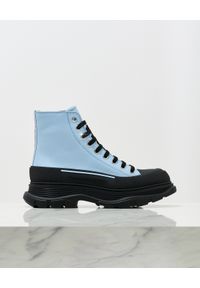 Alexander McQueen - ALEXANDER MCQUEEN - Niebieskie botki na platformie. Nosek buta: okrągły. Zapięcie: sznurówki. Kolor: czarny. Obcas: na platformie. Styl: klasyczny #5