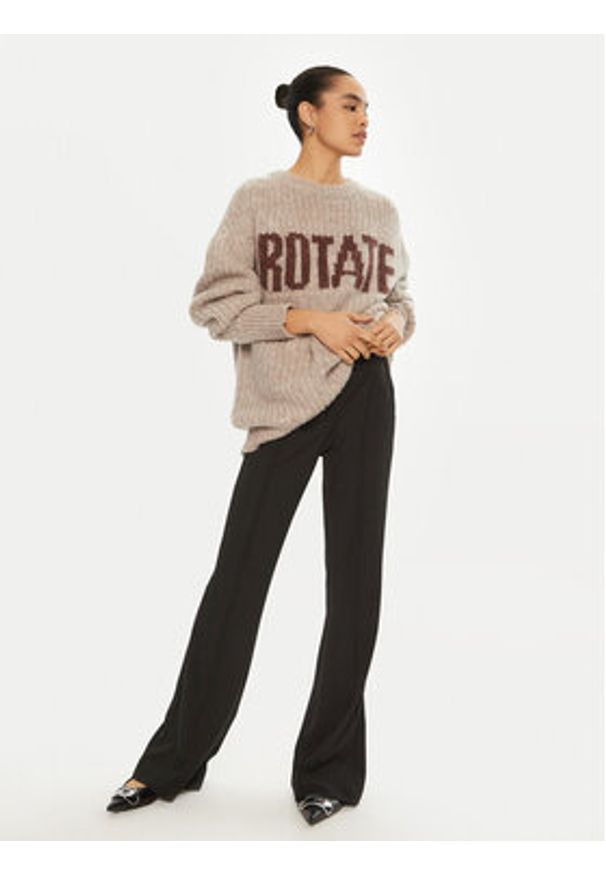 ROTATE Sweter 114443 Brązowy Regular Fit. Kolor: brązowy. Materiał: wełna