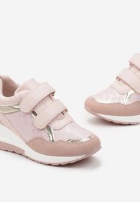 Renee - Różowe Sneakersy na Niewysokiej Koturnie na Rzepy Portha. Zapięcie: rzepy. Kolor: różowy. Obcas: na koturnie #4