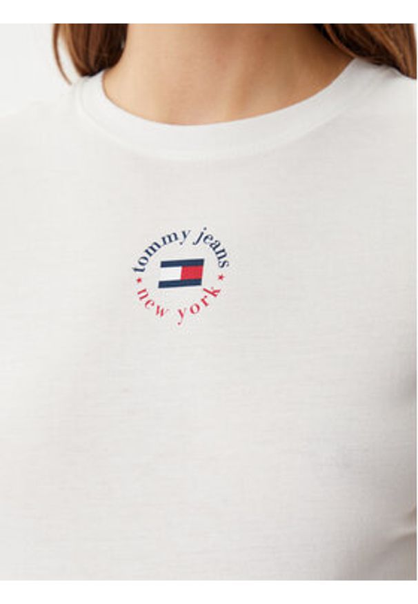 Tommy Jeans T-Shirt Essential DW0DW20316 Biały Slim Fit. Kolor: biały. Materiał: bawełna