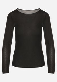 Born2be - Czarna Wiskozowa Bluzka z Długim Rękawem z Dodatkiem Kaszmiru Uninda. Okazja: na co dzień. Kolor: czarny. Materiał: wiskoza, kaszmir. Długość rękawa: długi rękaw. Długość: długie. Styl: klasyczny, casual, elegancki #4
