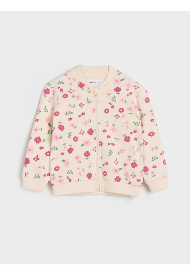 Sinsay - Bluza w kwiaty - kremowy. Kolor: kremowy. Materiał: bawełna. Wzór: kwiaty