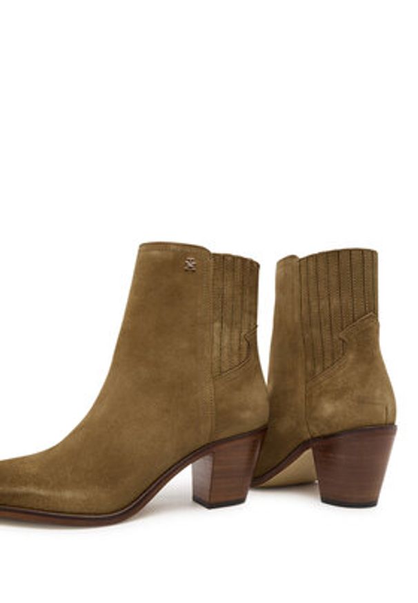 TOMMY HILFIGER - Tommy Hilfiger Botki Western FW0FW08888 Brązowy. Kolor: brązowy. Materiał: zamsz, skóra