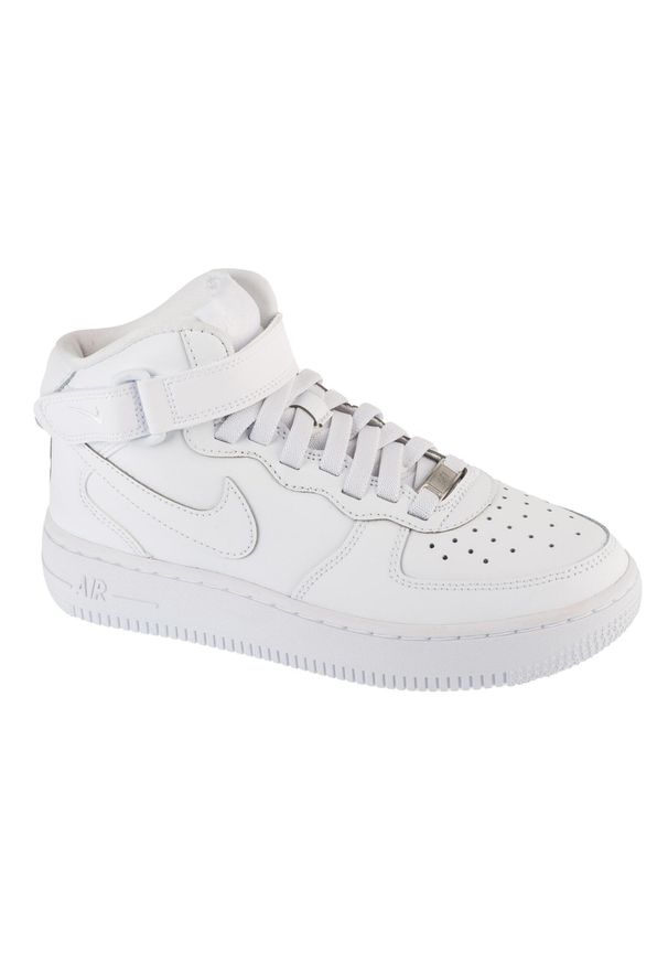 Nike - Buty sportowe Sneakersy dziewczęce, Air Force 1 Mid EasyOn Gs. Kolor: biały. Model: Nike Air Force. Sport: turystyka piesza