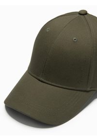 Ombre Clothing - Czapka męska bejsbolówka z daszkiem i ozdobnym haftem – khaki V2 OM-ACCS-0102 - uniwersalny. Kolor: brązowy. Materiał: bawełna. Wzór: haft. Styl: klasyczny, casual #4