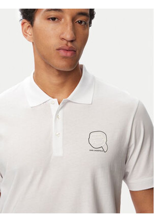Karl Lagerfeld - KARL LAGERFELD Polo 745025 563224 Biały Regular Fit. Typ kołnierza: polo. Kolor: biały. Materiał: bawełna