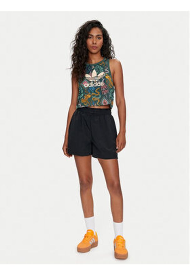 Adidas - adidas Top FARM Rio Trefoil IW0798 Zielony Regular Fit. Kolor: zielony