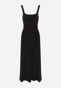 Born2be - Czarna Bawełniana Sukienka z Odkrytymi Plecami i Guzikami Ocerial. Okazja: do pracy, na co dzień. Kolor: czarny. Materiał: bawełna. Długość rękawa: na ramiączkach. Sezon: lato. Typ sukienki: proste. Styl: klasyczny, casual #2