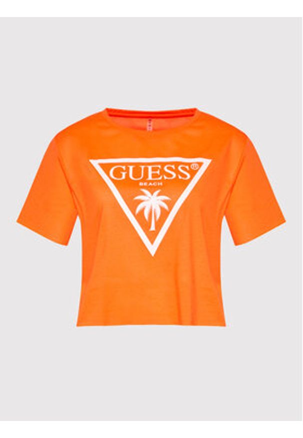 Guess T-Shirt E02I01 KB9I0 Pomarańczowy Regular Fit. Kolor: pomarańczowy. Materiał: syntetyk