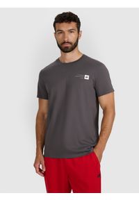 4f - 4F T-shirt regular z nadrukiem męski - szary 3XL. Okazja: na co dzień. Kolor: szary. Materiał: jersey, materiał, bawełna. Długość rękawa: krótki rękaw. Długość: krótkie. Wzór: nadruk. Styl: klasyczny, sportowy, casual