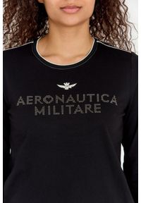 Aeronautica Militare - AERONAUTICA MILITARE Longsleeve damski czarny z logo wykonanym z dżetów. Kolor: czarny. Materiał: bawełna. Długość rękawa: długi rękaw #4