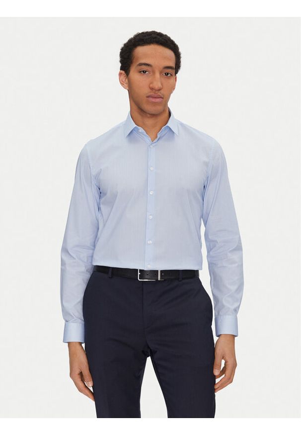 Calvin Klein Koszula K10K114312 Niebieski Slim Fit. Kolor: niebieski. Materiał: bawełna