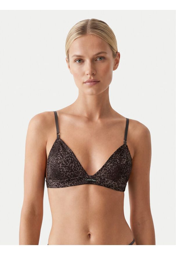 Calvin Klein Underwear Biustonosz braletka Signature Satin LV00QF8392 Brązowy. Kolor: brązowy. Materiał: syntetyk