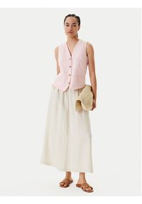 United Colors of Benetton - United Colors Of Benetton Kamizelka 2AGHDJ00G Różowy Slim Fit. Kolor: różowy. Materiał: len