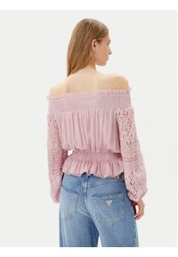 Guess Bluzka W5GH0S WE550 Różowy Regular Fit. Kolor: różowy. Materiał: wiskoza #5
